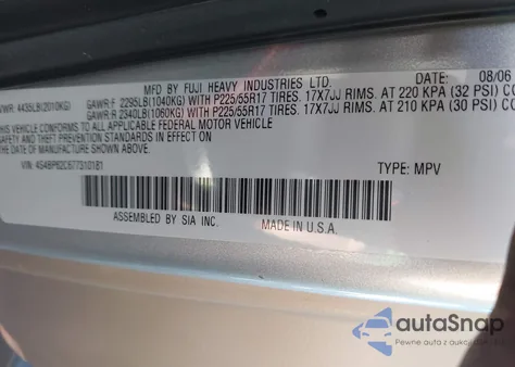 2007 Subaru Legacy 2.5I Limited/2.5I Limited L.l. Bean Edition from USA, damaged, VIN 4S4BP62C677310181